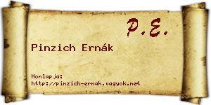 Pinzich Ernák névjegykártya